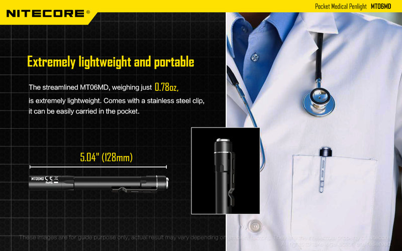 Nitecore MT06MD is extremely lightweight and portable.