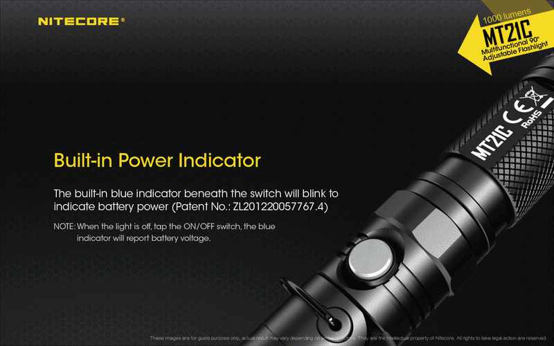 Nitecore MT21C 1000 lumens Multifunctional 90 degrees Adjustable LED Flashlight.