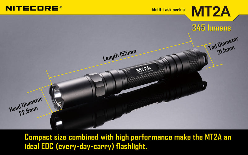 Nitecore MT2A is compact size combined with high performance make the MT2A ideal EDC ( Every day carry ) flashlight.
