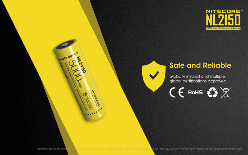 Nitecore NL2150 21700 Li-ion Rechargeable Battery 5000 mAh  is safe and reliable.