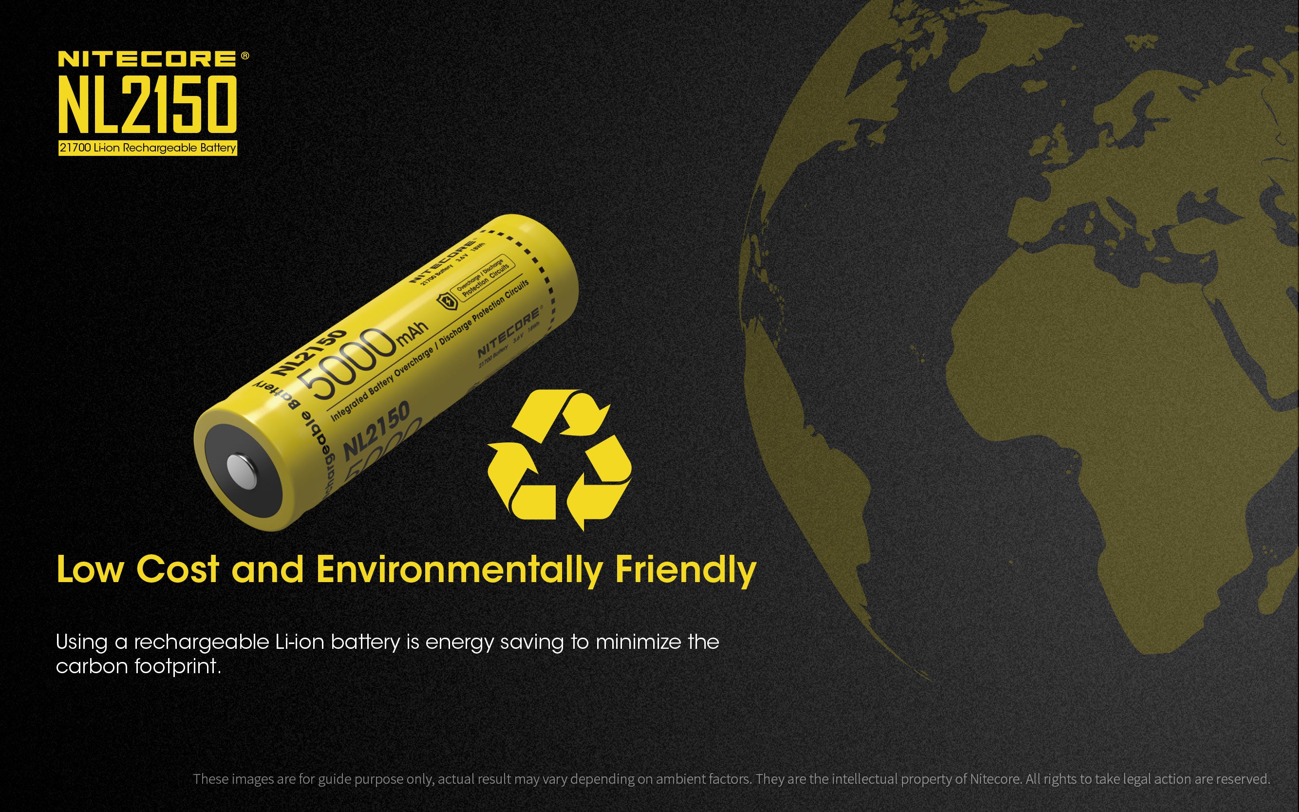 Nitecore NL2150 21700 Li-ion Rechargeable Battery 5000 mAh is low cost and environmentally friendly.