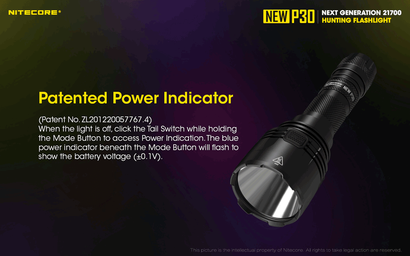 Nitecore New P30 Next Generation 21700 Hunting led flashlight with patented power indicator