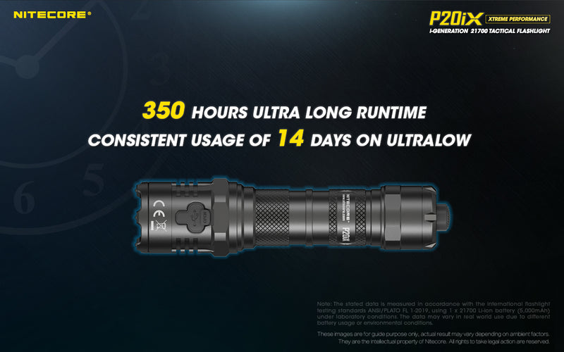 Nitecore P20iX Xtreme Performance i-Generation21700 Tactical Flashlight with 4000 lumens with 350 hours ultra long runtime.
