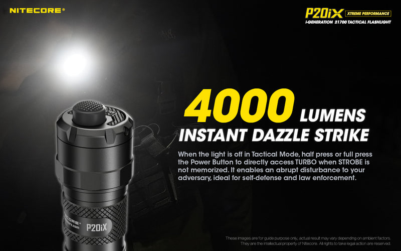 Nitecore P20iX Xtreme Performance i-Generation21700 Tactical Flashlight with 4000 lumens with 4000 lumens of instant dazzle strike