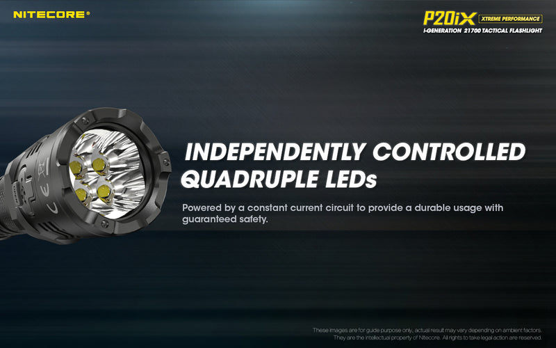 Nitecore P20iX Xtreme Performance i-Generation21700 Tactical Flashlight with 4000 lumens with independently controlled quadruple LEDs