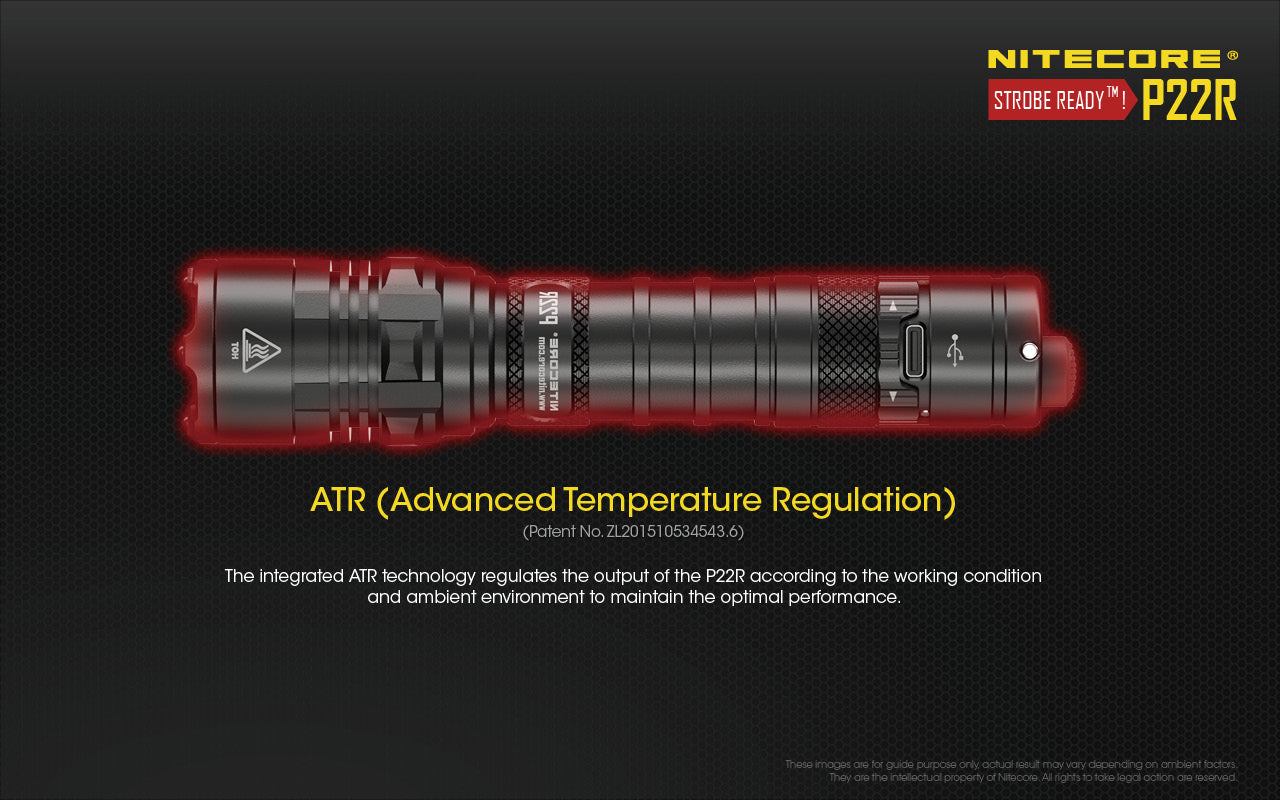 Nitecore P22R Tactical led flashlight with Advanced Temperature Regulation ATR