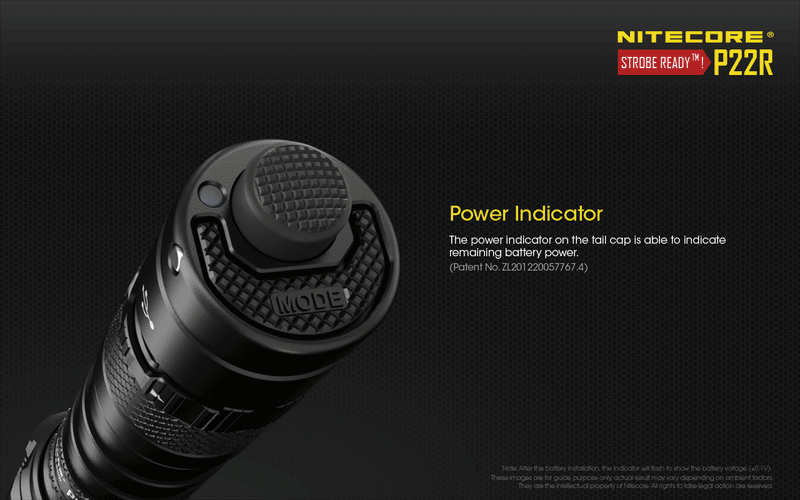 Nitecore P22R Tactical led flashlight with power indicator