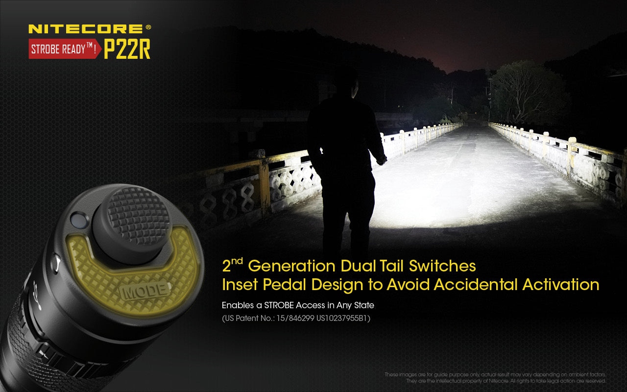 Nitecore P22R Ultimate Performance Tactical Flashlight bursting 1800 lumens with NTR10 Tactical Ring Pro