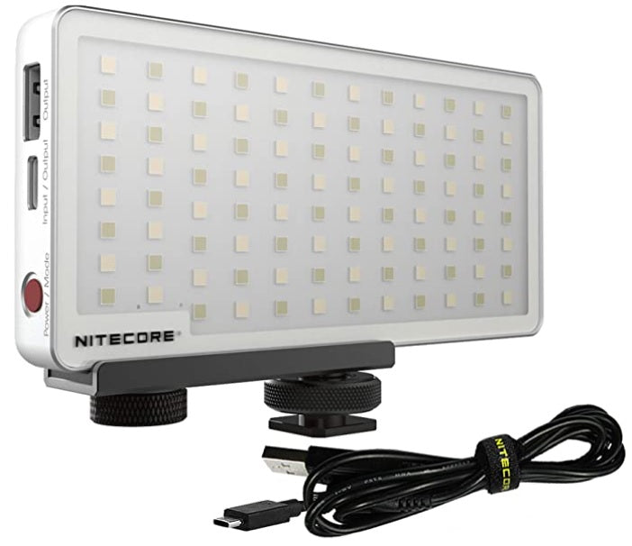 Nitecore SCL10 2 in 1 Smart Camera Light and Power Bank with USB cords