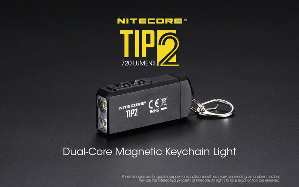 Nitecore TIP2 720 lumens Dual Core Magnetic Keychain Light with Flexible USB Stand