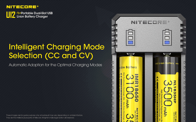 Nitecore UI2 Two Slot Portable Dual Slot USB Li ion Battery Charger has intelligent charging mode selection ( CC and CV )