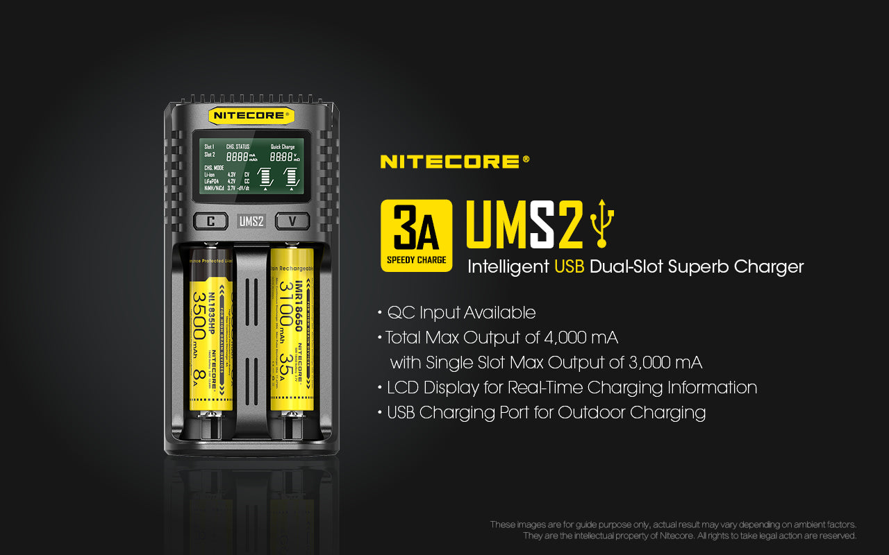 Nitecore UMS2 Intelligent USB Dual Slot Superb Charger