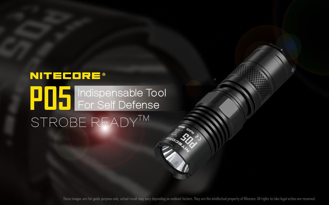 Nitecore P05 460 Lumen Compact LED Self-Defense Flashlight with instant strobe access.