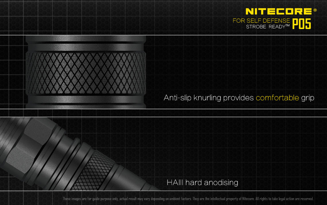 Nitecore P05 460 Lumen Compact LED Self-Defense Flashlight with instant strobe access.