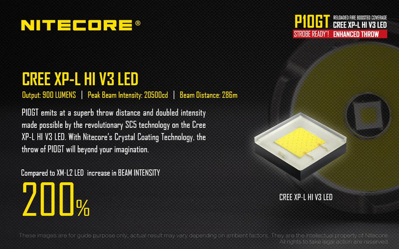 Nitecore P10GT with Cree XP L HI V3 LED.