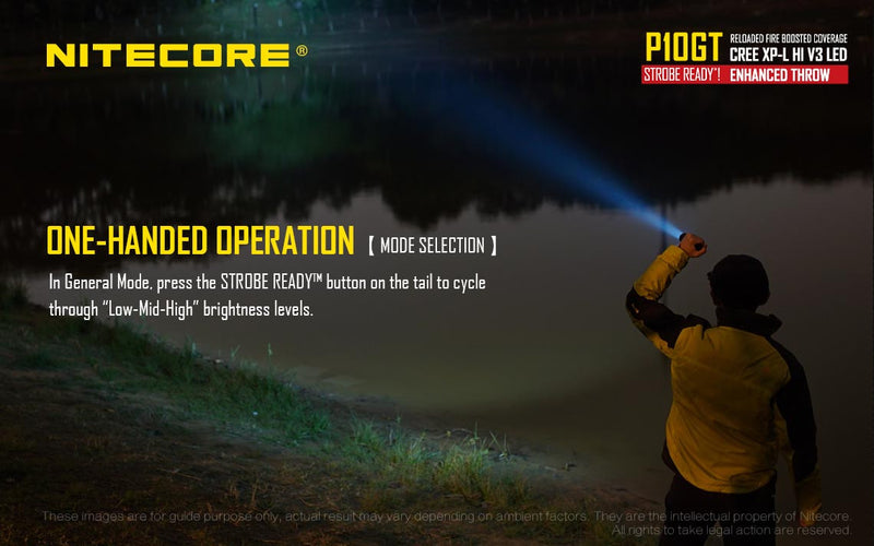 Nitecore P10GT with one handed operation.