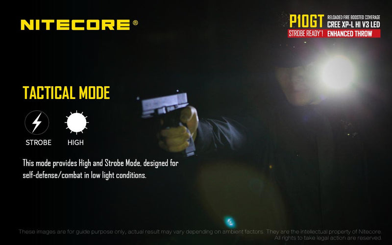 Nitecore P10GT with tactical mode.