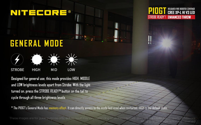 Nitecore P10GT with general mode.