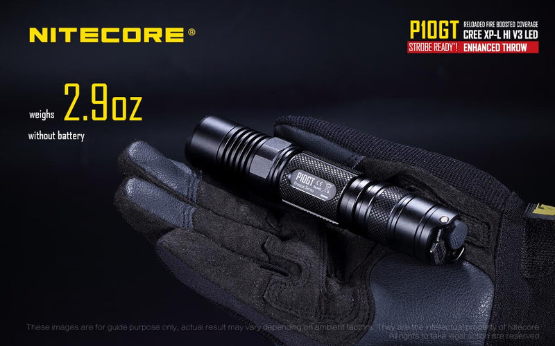 Nitecore P10GT with weight of  2.9 oz 