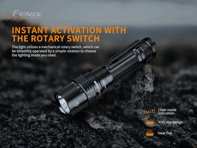PD40R-V2.0 led flashlight with instant activation with the rotary switch