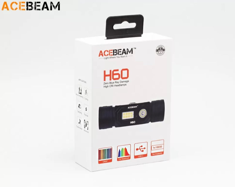 Packaging for Acebeam H60 Headlamp