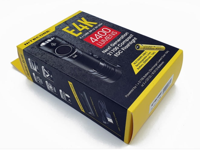 NITECORE E4K Next Generation 21700 Compact EDC Flashlight with  packaging