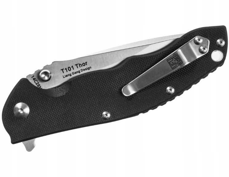 Real Steel T101 Thor Liner Lock Knife Black G-10 (3.75" Stonewash) RS7521