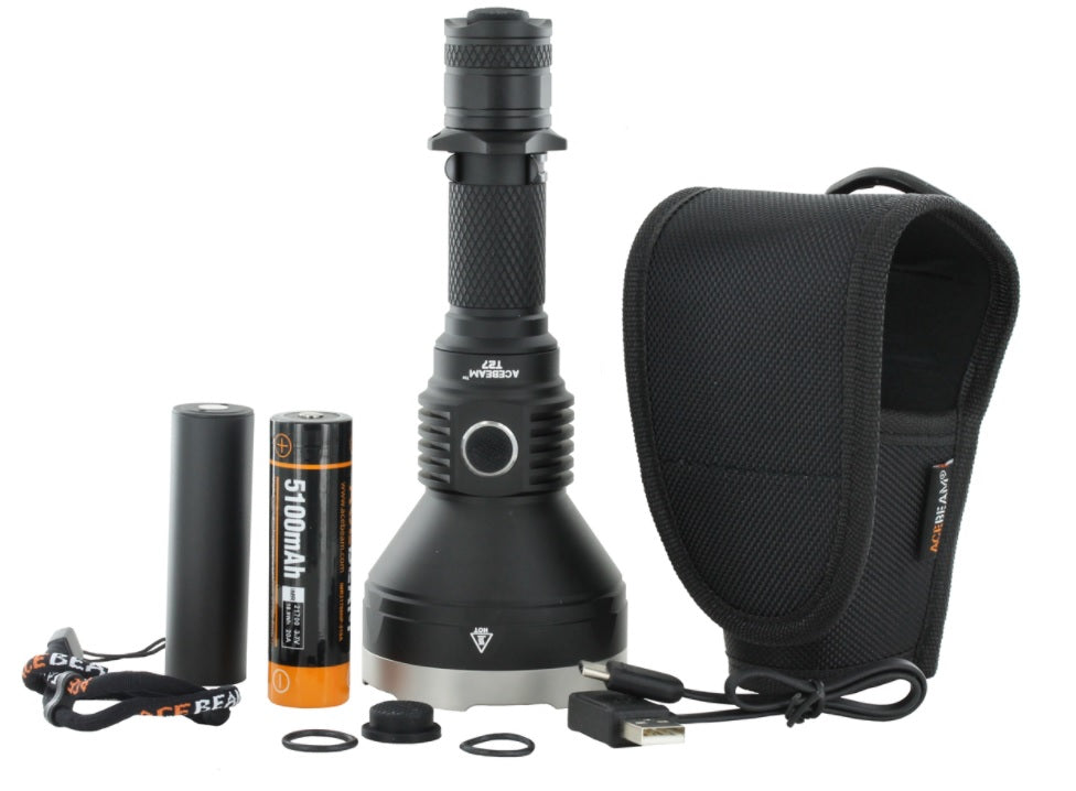 acebeam T27 led flashlight charging with usb cable