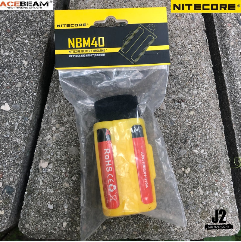 Acebeam 18650 batteries in Nitecore NBM40 packaging