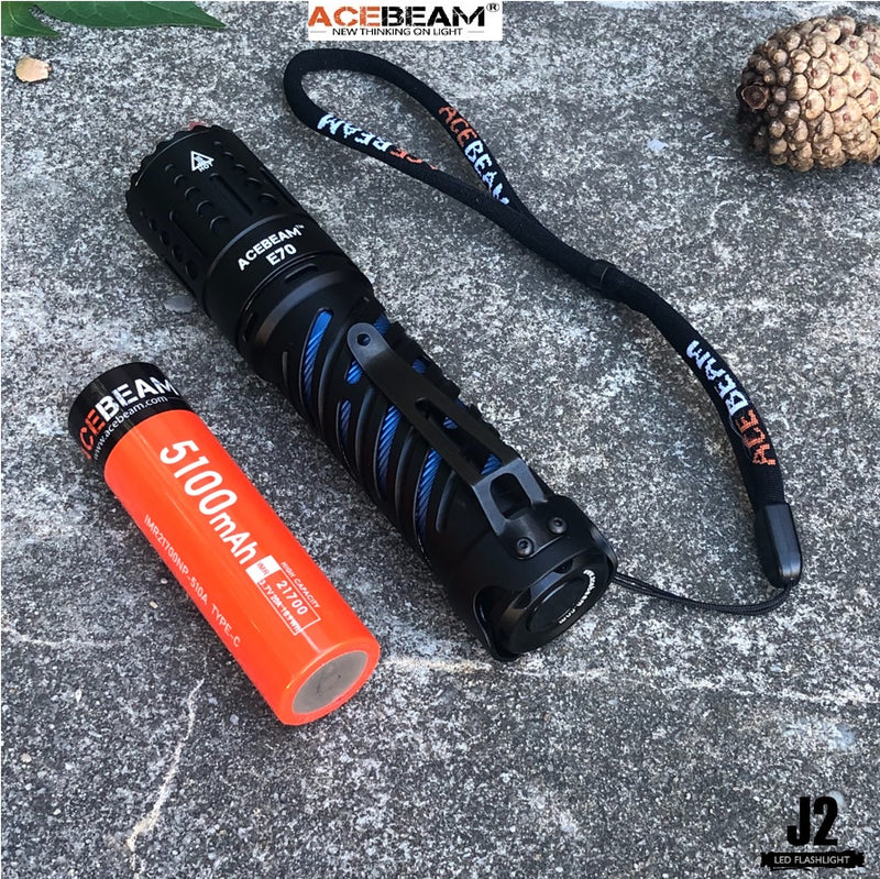 Acebeam E70-AL Compact EDC LED flashlight with 4600 lumens  with Acebeam IMR18650