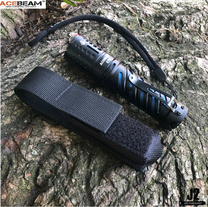 Acebeam E70-AL Compact EDC LED flashlight with 4600 lumens with holsters.