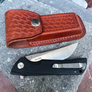 Bestech Paladin Black G10 Folder, D2 Steel, BTKG13A-1 with Leather Belt Sheath Python