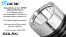 Eagtac Dx3L MK II flashlight with deep reflector for more throw at 257 meters.