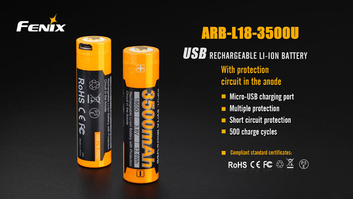 Fenix ARB L18 3500u 18650 lithium battery.
