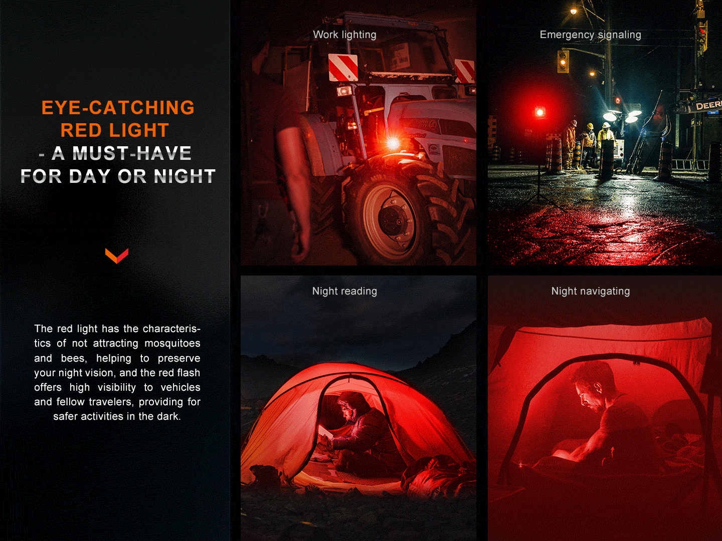 Fenix CL28R Multifunction Outdoor Lantern with eye catching red light.