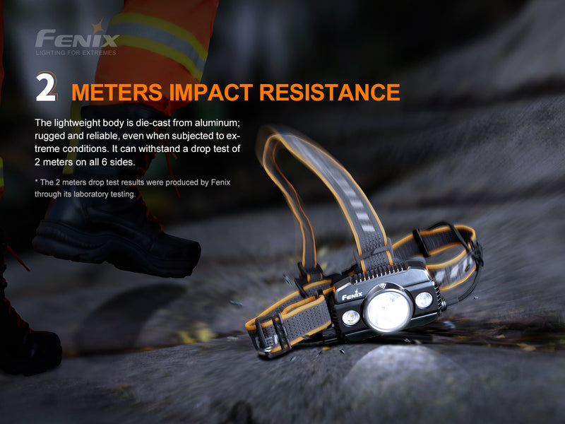 Fenix HP30R V2.0 Rechargeable Headlamps with 3000 lumens maximum output with 2 meters import resistance.