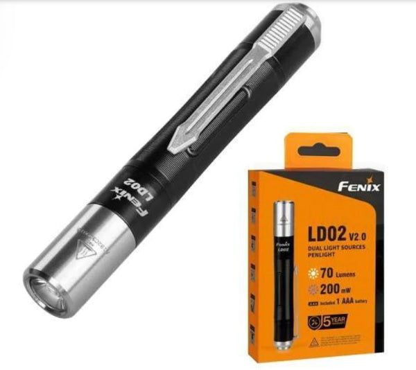 Fenix LD02 V2.0 Dual Lighting Sources Penlight in Warm White LED and UV Light