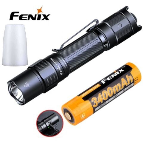 Fenix PD35R Compact Rechargeable Tactical Flashlight with AOD-S V2.0 Diffuser Tip