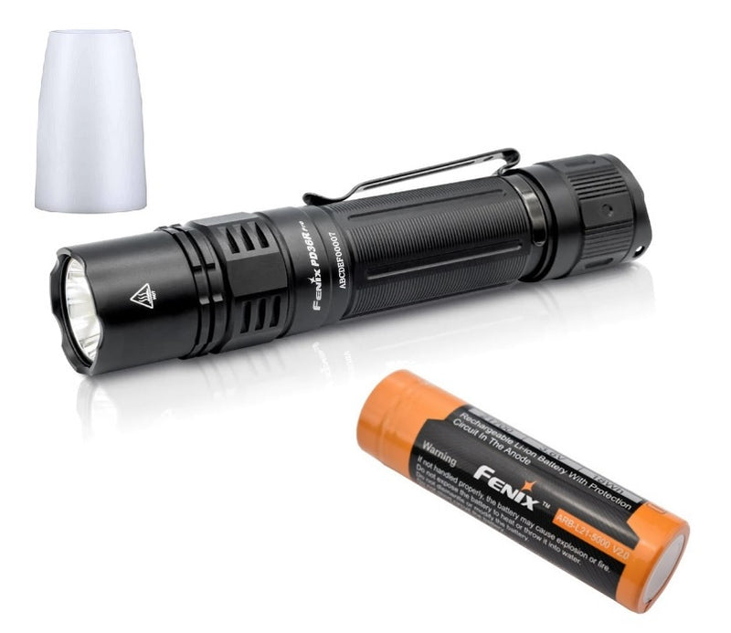 Fenix PD36R Pro Rechargeable Tactical Flashlight - 2800 Lumens, USB-C Charging, EdisonBright Bundle