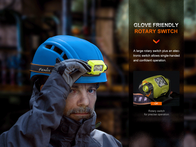 Fenix WH23R Smart Induction Headlamp with glove friendly rotary switch.