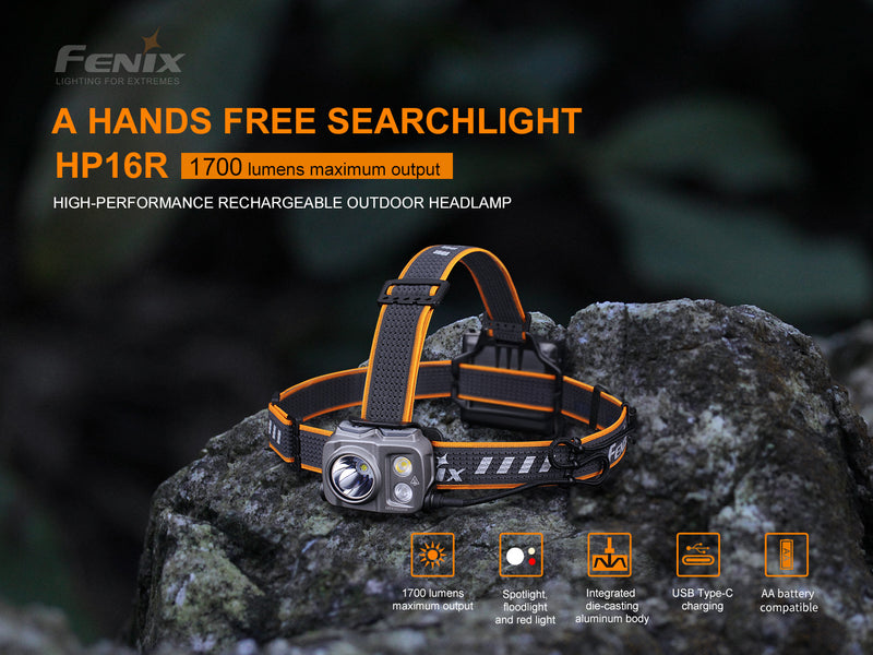 fenix hp16r high performance rechargeable outdoor headlamp