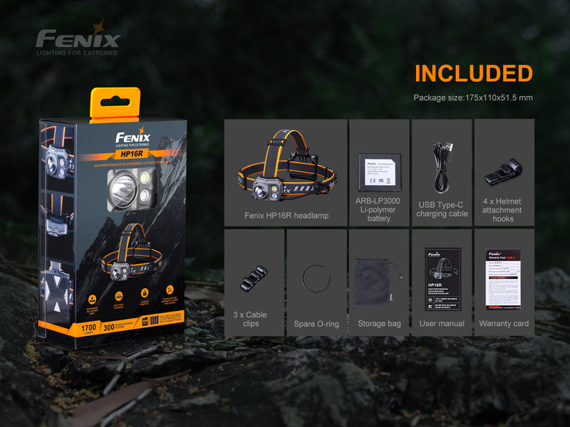 fenix hp16r high performance rechargaeble outdoor headlamp with accessories included