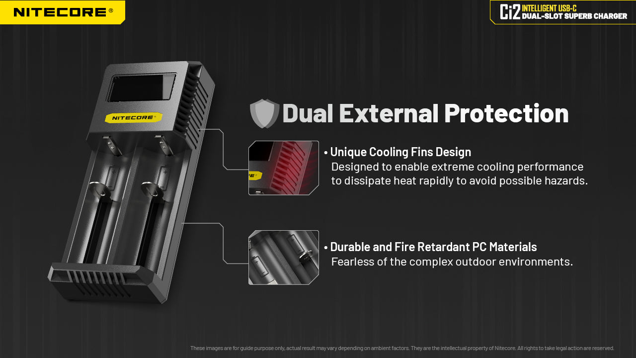 Nitecore Ci2 Intelligent USB C Dual Slot Charger with Dual External Protrction.