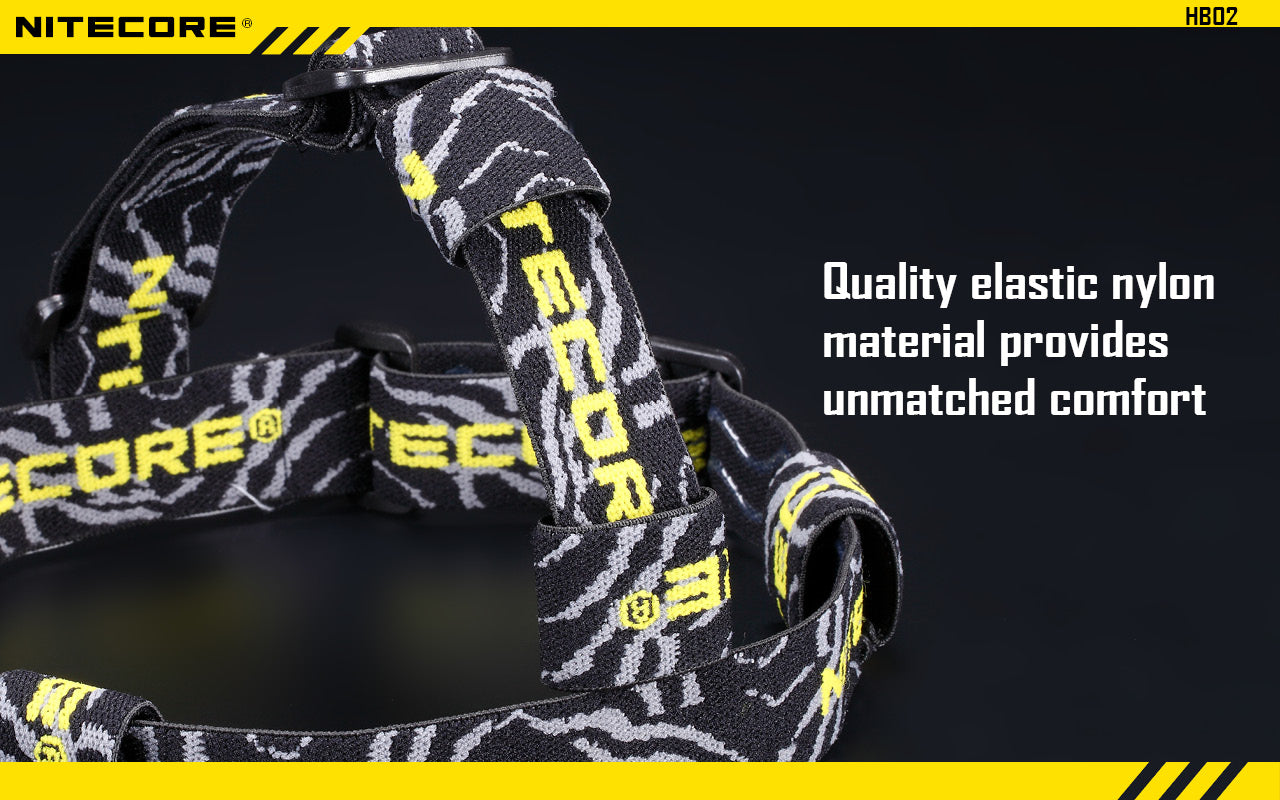 Nitecore HB02 Flashlight Headlight Headband Strap with qilaity elastic nylon material provides unmatched comfort.