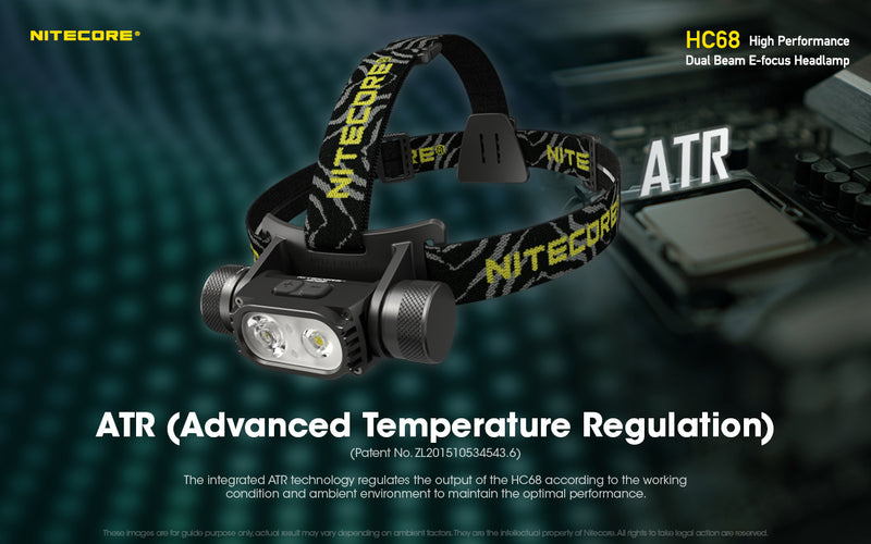 Nitecore HC68 High Performance Dual Beam E-focus Headlamp with Advanced Temperature Regulation.