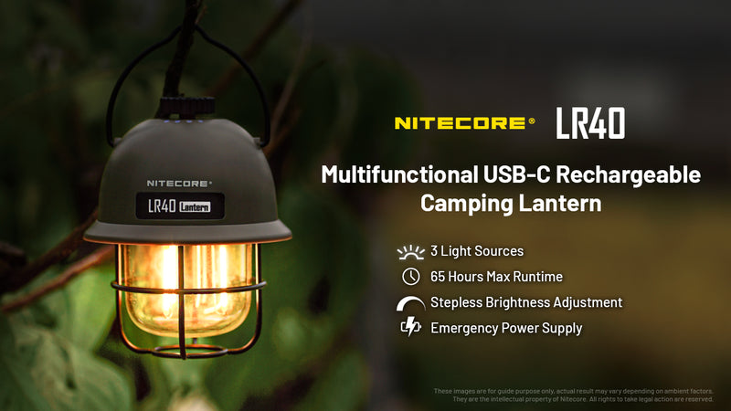 Nitecore LR40 Multifunctional USB C Rechargeable Camping Lantern.