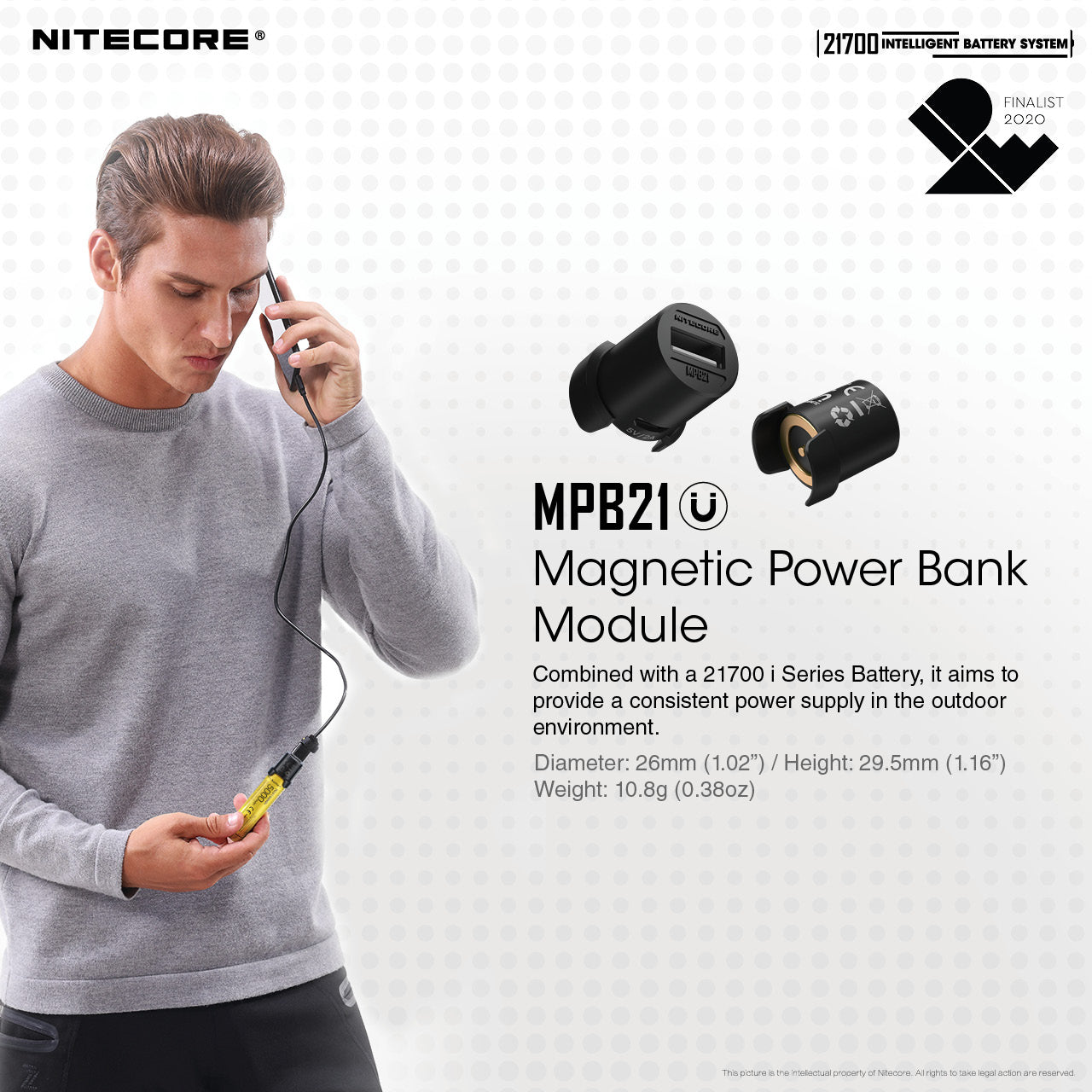 NITECORE MPB21 21700 Intelligent Battery System with Nitecore NL2150HPi battery