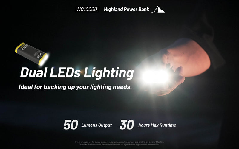 Nitecore NC10000 Highland Power Bank with dual LEDs Lighting.
