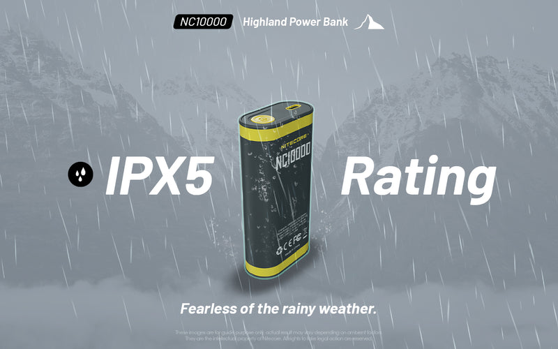 Nitecore NC10000 Highland Power Bank with ipx5 rating.