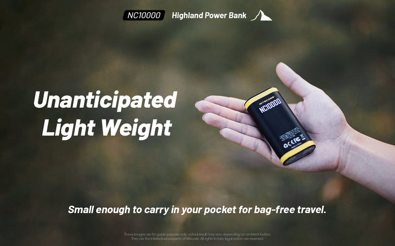Nitecore NC10000 Highland Power Bank with power level display.